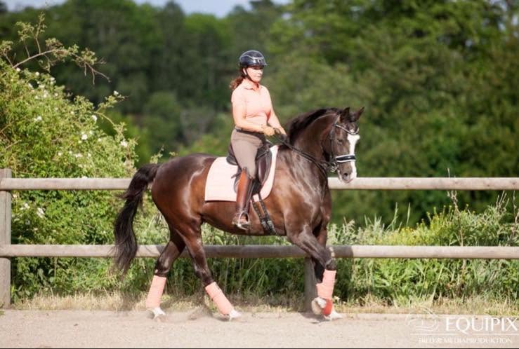 Lena Lilja rider dressyr på sin häst