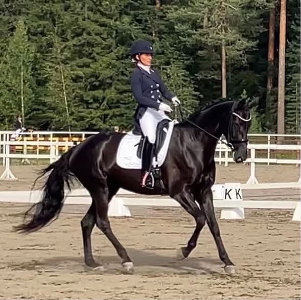 Viktoria Lilja rider dressyr på Chablisienne